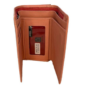 Portofel Hassionses din piele naturala, pentru femei, cu 10 compartimente, roz