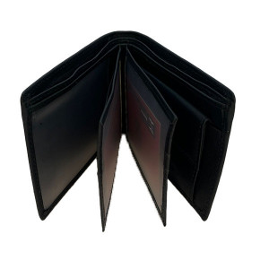 Portofel pentru barbati, Hassionses, piele naturala, negru, 10 x 23 cm