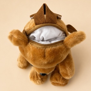 Rucsac jucarie din plus Ursuletul Teddy, cu bretele reglabile, buzunar cu fermoar si bandana, maro ultra-soft - Img 2
