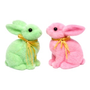 Set 2 iepurasi decorativi Bunny Duo, roz si verde, 15x13 cm - Img 2