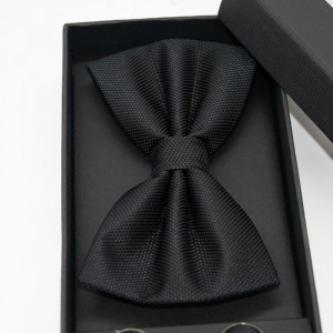 Set 3 piese Elegant, pentru barbati, papion, buton si batista din stofa, negru, E0