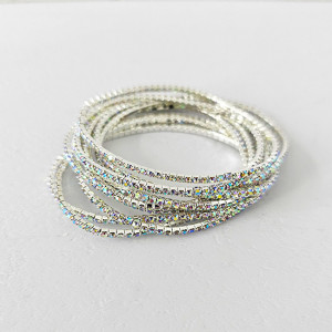 Set bratari elastice With Sparks, cu cristale artizanale, Argintiu-multicolor