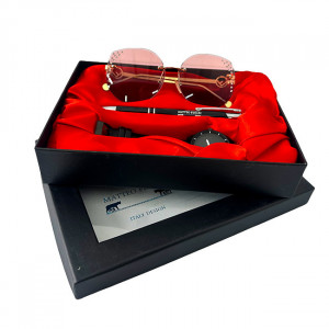 Set cadou pentru femei MATTEO FERARI, cutie cu trei articole practice, ceas dama, ochelari de soare si pix 20.5x15cm, Negru1