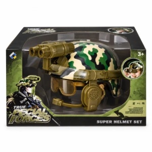 Set casca militara de jucarie pentru copii, cu binoclu, lanterna si microfon, Camuflaj, 3 ani+ - Img 3