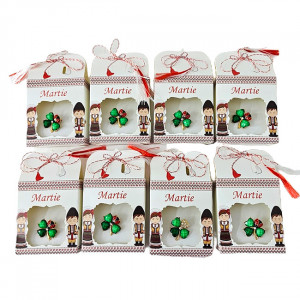 Set cu opt martisoare, SpRing PIN, trifoi, buburuza si cristal artizanal cu motive traditionale - Img 6