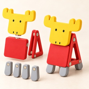 Set de constructie magnetic My First, figurina cerb, 12 piese, multicolor, 3+ ani - Img 2