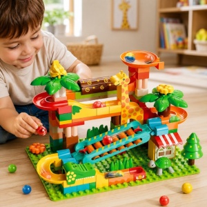 Set de constructie pentru copii, pista cu bile si xilofon, 109 piese, multicolor, 3 ani+ - Img 4