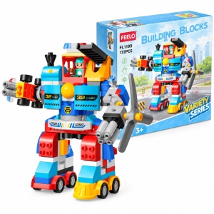 Set de constructie Robot transformabil cu vehicule, 172 piese, multicolor, 3 ani+ - Img 2