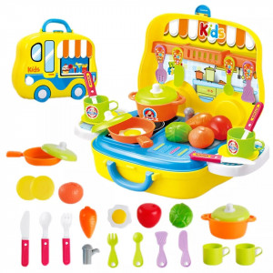 Set de joaca, Bucatarie tip ghiozdan, 15 accesorii