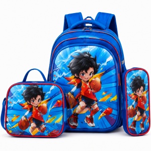 Set ghiozdan baieti pentru scoala 3 piese cu baiat sportiv, 42 x 33 cm