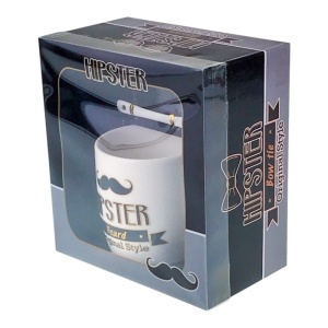 Set Hipster Beard, cana din ceramica cu lingurita si capac - Img 2