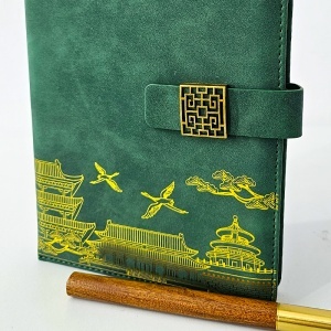 Set Oriental Notebook, cu agenda si pix, in cutie eleganta, Verde - Img 5