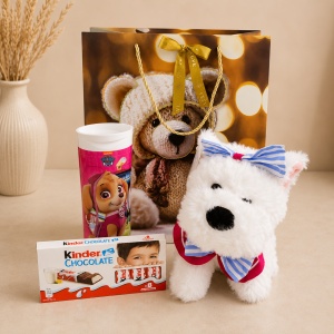 Set pentru fete Joy Pack, catelus de plus, gel de dus 2in1 Paw Patrol si ciocolata Kinder - Img 3