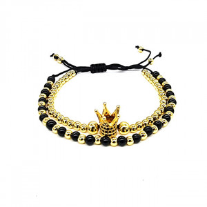 Set Queen, doua bratari unisex, cu bile din inox si cristale de zirconiu2