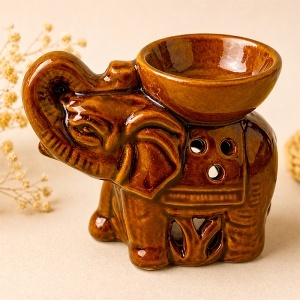 Suport ceramic pentru aromaterapie in forma de elefant, cu vas adanc pentru uleiuri esentiale si cutie premium - Img 2