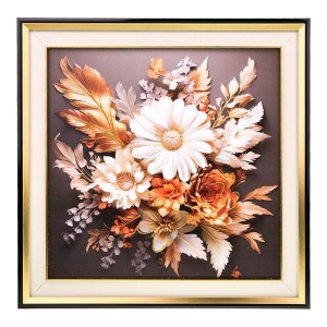 Tablou decorativ, floral, Buchetul Verii, cu rama din plastic, 48x48 cm