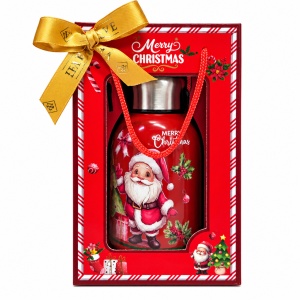 Termos inox de Craciun, model Mos Craciun si brad, 300 ml, in cutie cadou, Rosu - Img 2