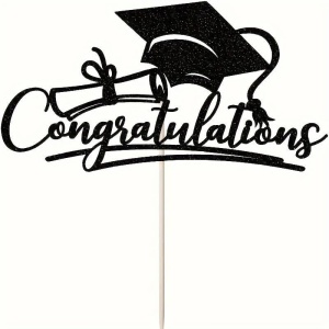 Topper cu toca si mesaj "Congratulations", 17 x 10 cm