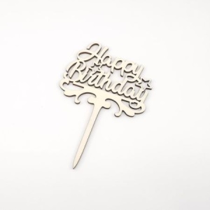 Topper, Ornament Decorativ din lemn "Happy Birthday" - Img 2