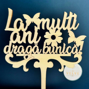 Topper, Ornament Decorativ din lemn "La multi ani, draga bunica!" - Img 2
