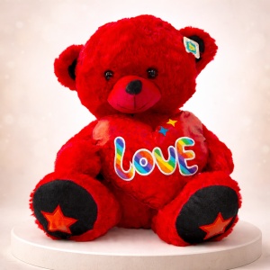 Ursulet de plus Amore, cu inimioara Love, rosu, inaltime 55 cm