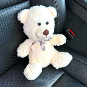 Ursulet de pluș Polo, cu papion, Inaltime 25 cm, Crem