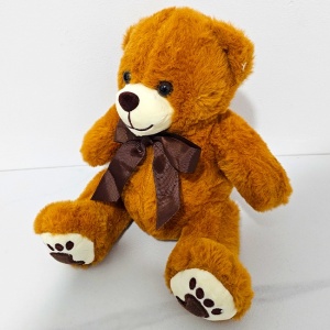 Ursulet de plus Rony, cu fundita, Inaltime 25 cm, Maro - Img 6