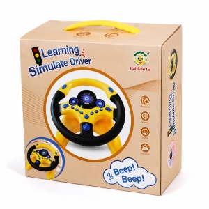Volan interactiv pentru copii Learning Simulate Driver, cu sunete, butoane si ventuze pentru fixare, Galben-Negru, 3 ani+ - Img 3