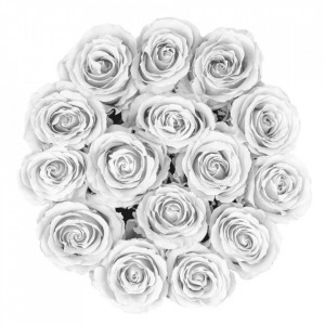 Aranjament floral cu 15 trandafiri de sapun, in cutie neagra rotunda - Img 5