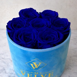 Aranjament floral Eternal Rose cu trandafiri criogenați, Albastru - Img 2