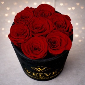 Aranjament floral Eternal Rose cu trandafiri criogenați, Rosu - Img 2
