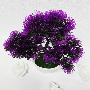 Bonsai decorativ artificial, colorat, in ghiveci miniatural, Pin Desire, Mov, Inaltime 25 cm1