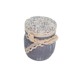Borcan de sticla cu funda, decorat manual