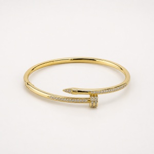 Bratara eleganta fixa aurie model cui clasic cu cristale stralucitoare, in cutie cadou - Img 5