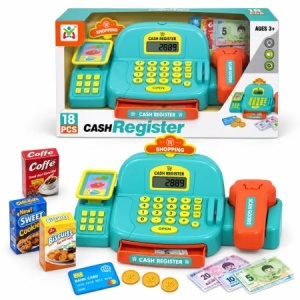 Casa de marcat de jucarie cu lumini, sunete si 18 accesorii, Verde, 3 ani+ - Img 3