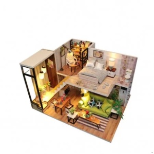 Casuta DIY miniatura din lemn cu mobilier si LED, kit creativ 14+ ani - Img 2