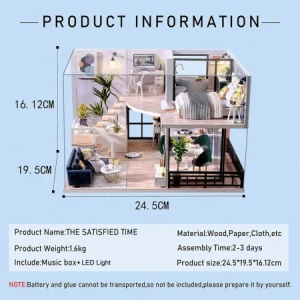 Casuta DIY miniatura moderna cu LED si music box, kit creativ premium 14+ ani - Img 4