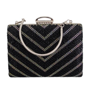 Clutch de umar SUN POP, cu strasuri multicolore, Negru - Img 1