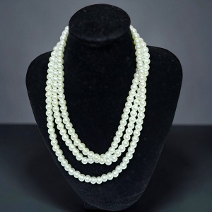 Colier dama Pearl Elegance cu perle albe pe 3 randuri, design clasic elegant - Img 4