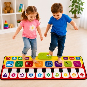 Covor muzical interactiv pentru copii tip pian, cu clape si sunete, 80 cm - Img 3