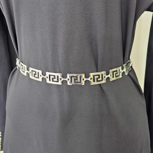 Curea metalica decorativa Silver Maze, cu inchidere reglabila, Argintiu 3