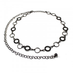 Curea metalica, lant, cu pietre, Hyme - Negru