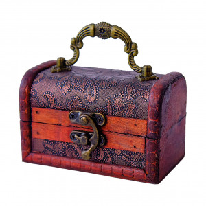 Cutie pentru accesorii, in forma de cufar din lemn 11 x 6.5 x 7, Maro