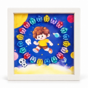 Cutie tip rama pentru pastrarea dintisorilor de lapte, model Frame, albastru