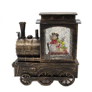 Decoratiune luminoasa, locomotiva cu tematica de Craciun, cu LED, Baza 17x8, inaltime 17 cm