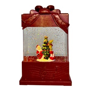 Decoratiune muzicala si luminoasa, tip cadou, lumini calde si zapada in miscare, USB inclus, 19x12 cm