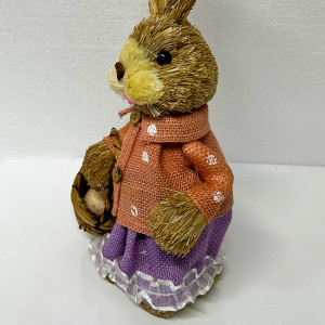 Decoratiune pentru Paste, iepuras cu cosulet, 37cm