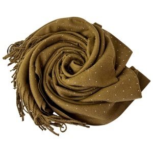 Esarfa Cashmere Sparkle, pentru femei, in cutie cadou, Maro caramel - Img 2