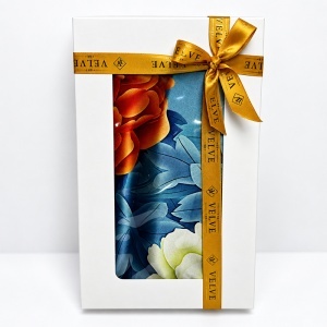 Esarfa premium dama cu imprimeu floral maxi, 70 x 70 cm, Albastru petrol - Img 5
