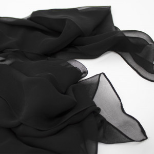 Esarfa satinata de dama, in cutie cadou, Negru, 163x50 cm - Img 5